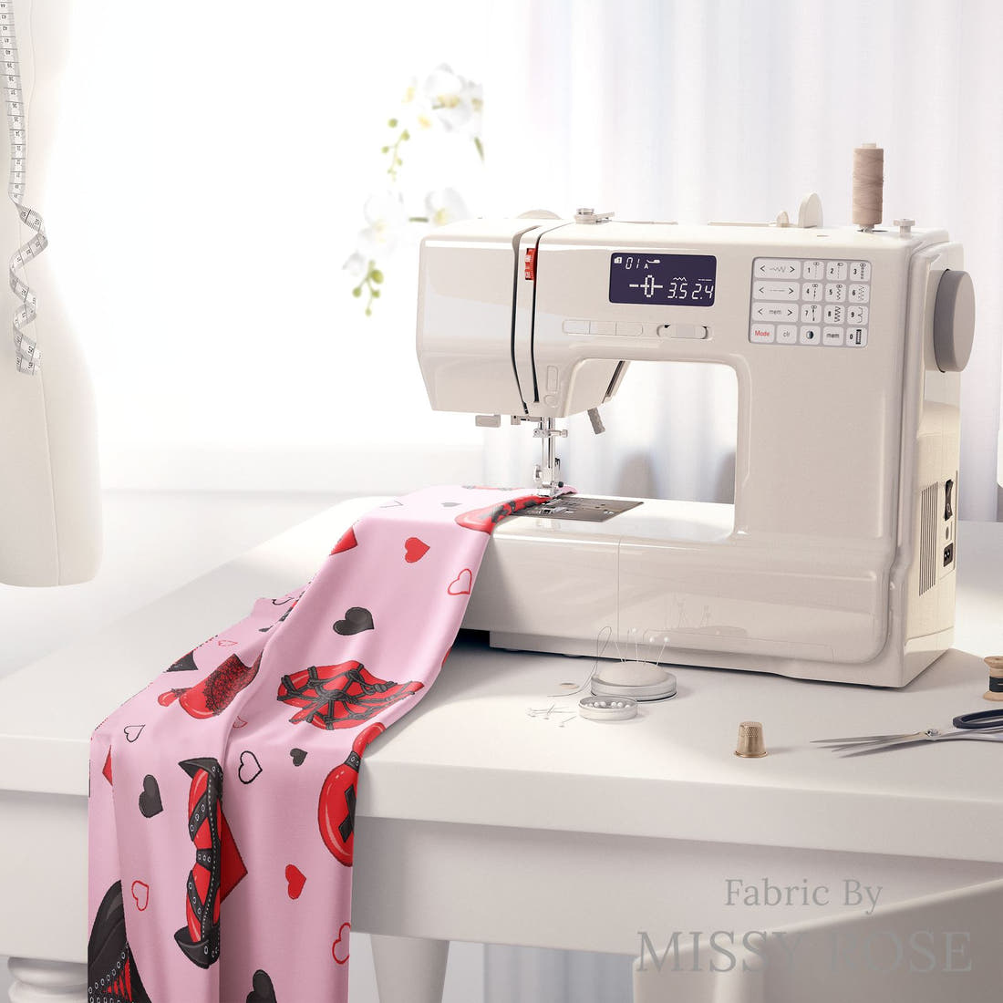 Profanity Fabric 548 on a sewing machine - premium fabric for sewing projects | Fabric by Missy Rose