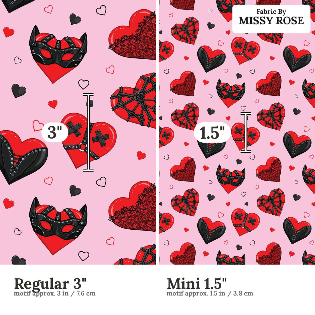 Profanity Fabric 548 Regular 3 inch vs Mini 1.5 inch print scale side by side | Fabric by Missy Rose