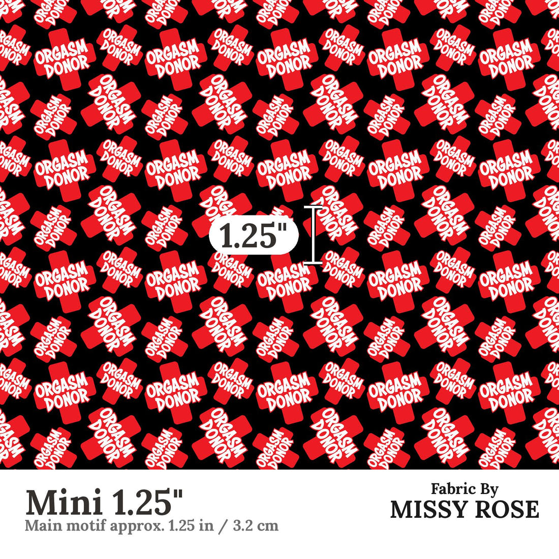 Profanity Fabric 549 Mini 1.25 inch print scale guide | Fabric by Missy Rose
