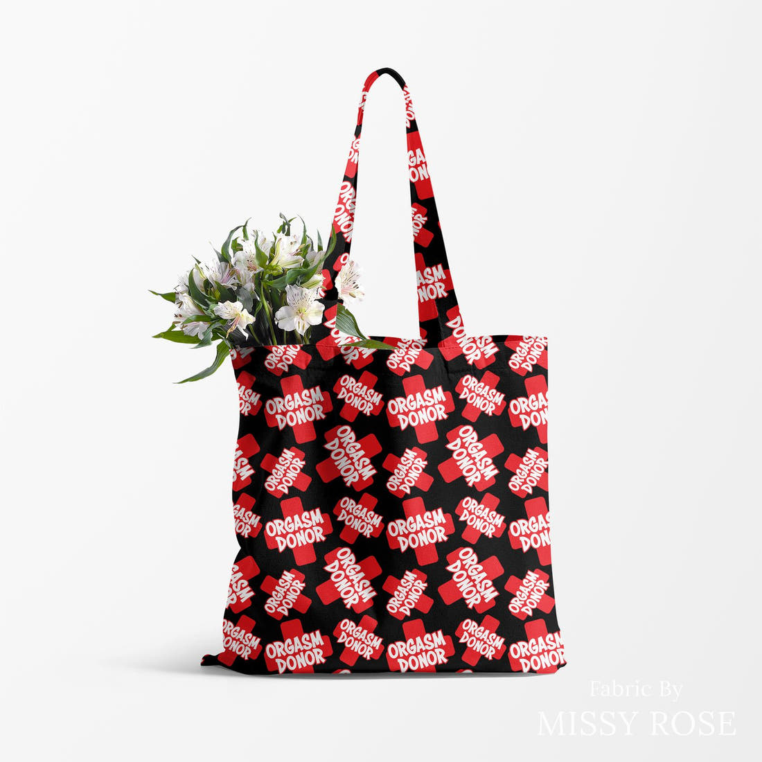 Profanity Fabric 549 made up as a tote bag - see how the print looks made up | Fabric by Missy Rose
