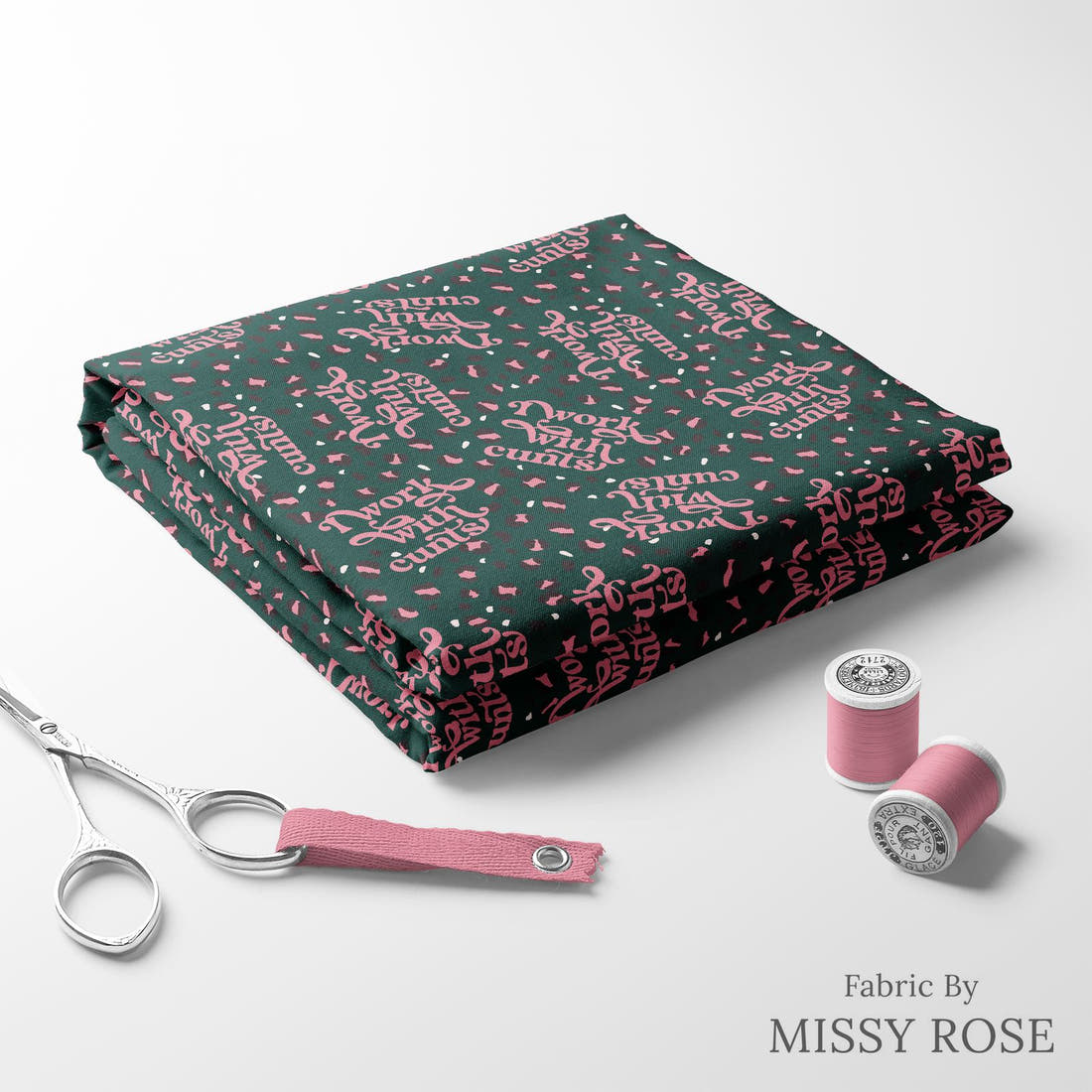 Profanity Fabric 55 folded fabric stack with matching thread - pre-order fabric Australia | Fabric by Missy Rose