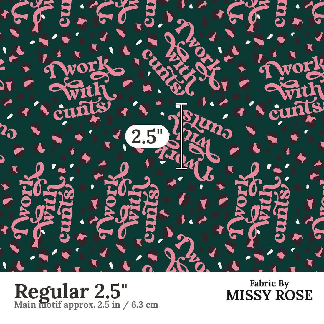 Profanity Fabric 55 Regular 2.5 inch print scale guide | Fabric by Missy Rose