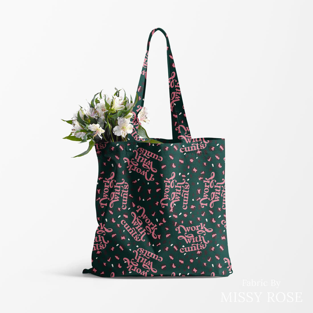 Profanity Fabric 55 made up as a tote bag - see how the print looks made up | Fabric by Missy Rose