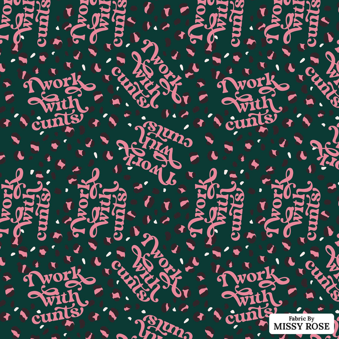 Profanity Fabric 55 - flat view of the print, zoom in for detail | Fabric by Missy Rose