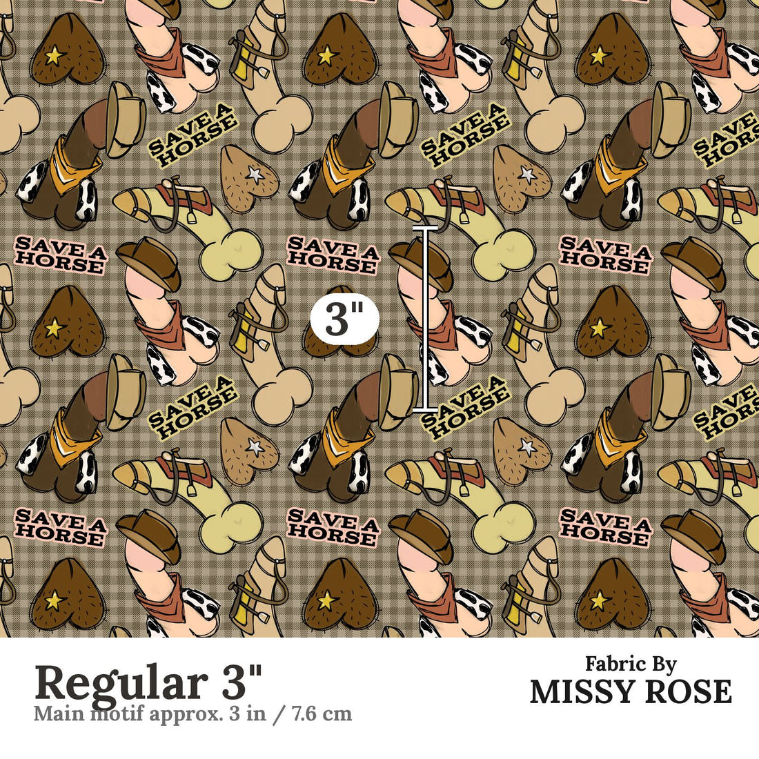 Profanity Fabric 551 Regular 3 inch print scale guide | Fabric by Missy Rose