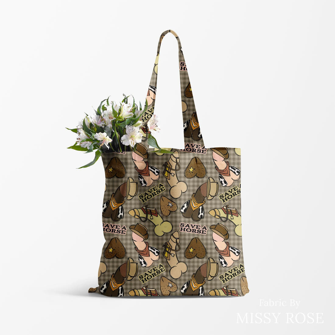 Profanity Fabric 551 made up as a tote bag - see how the print looks made up | Fabric by Missy Rose