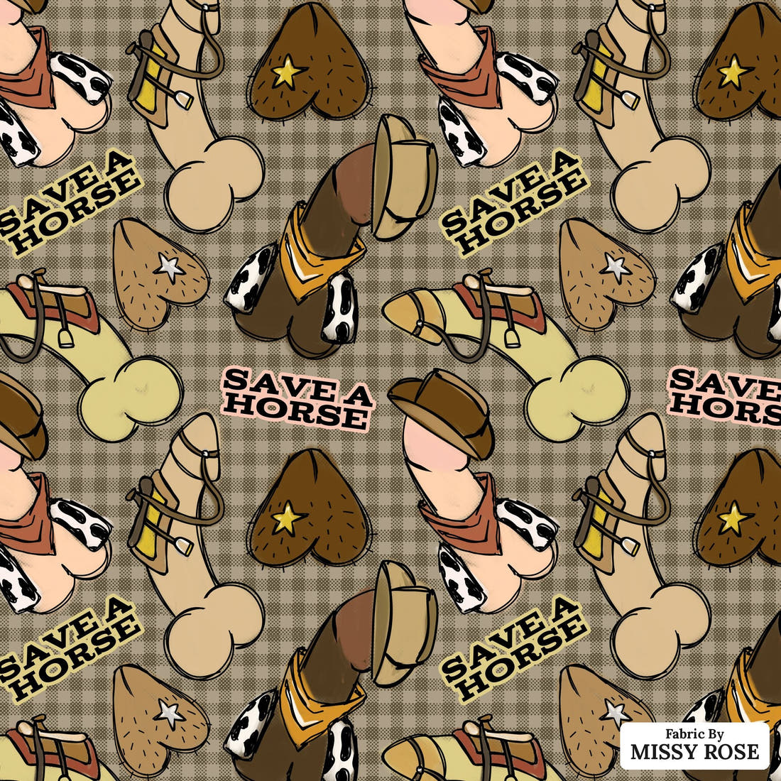 Profanity Fabric 551 - flat view of the print, zoom in for detail | Fabric by Missy Rose