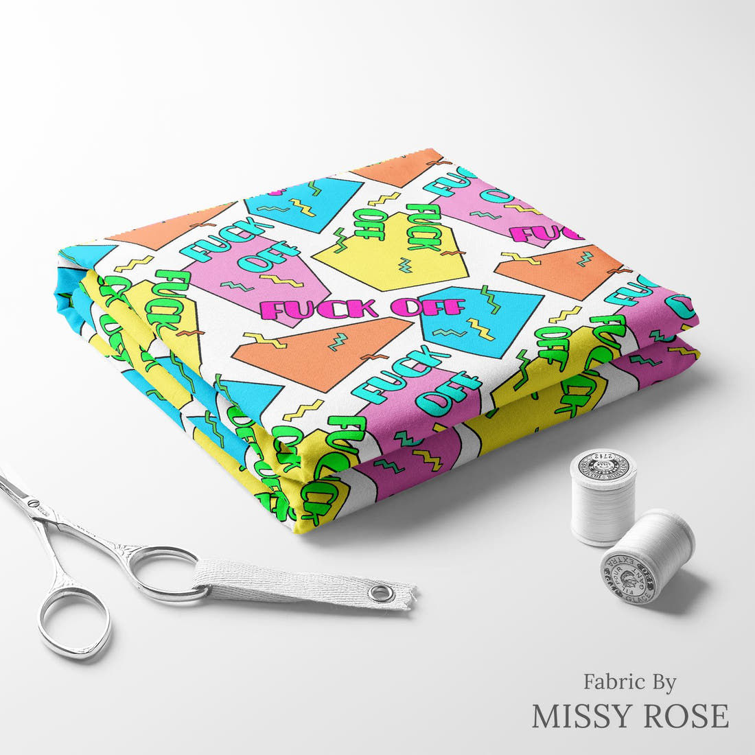 Profanity Fabric 552 folded fabric stack with matching thread - pre-order fabric Australia | Fabric by Missy Rose