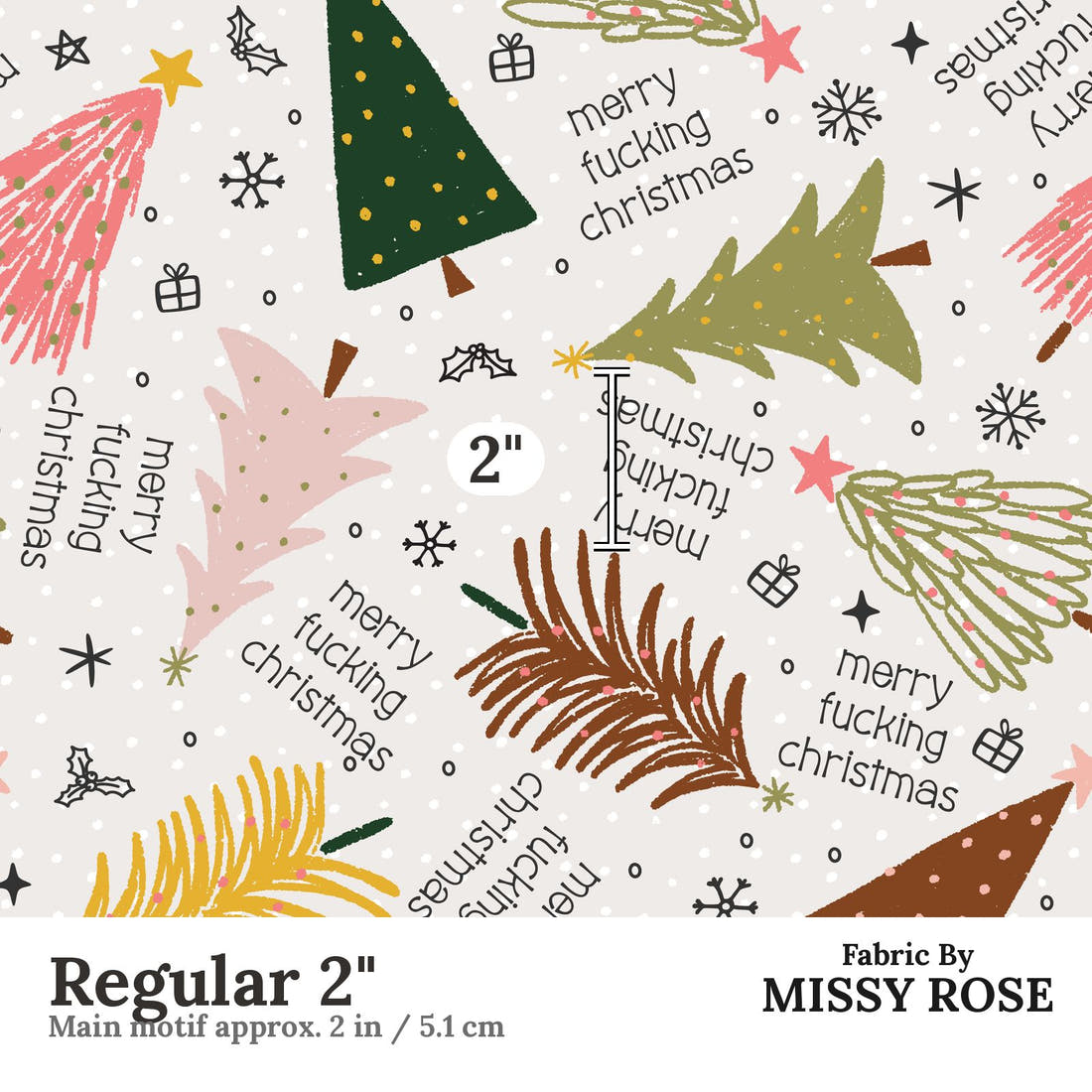 Profanity Fabric 553 Regular 2 inch print scale guide | Fabric by Missy Rose