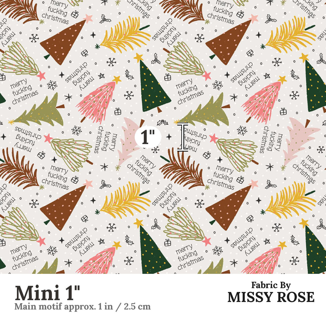 Profanity Fabric 553 Mini 1 inch print scale guide | Fabric by Missy Rose