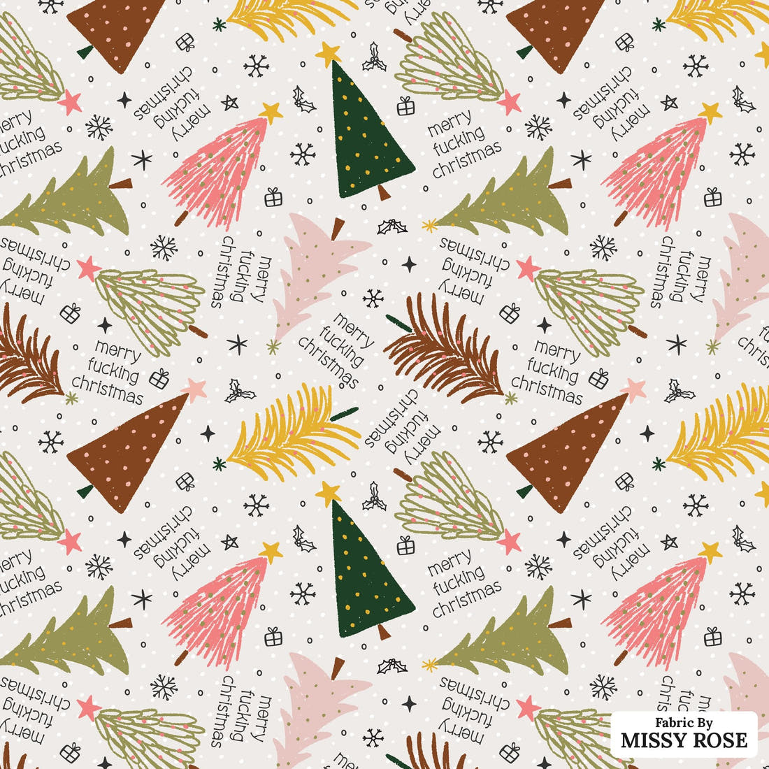 Profanity Fabric 553 - flat view of the print, zoom in for detail | Fabric by Missy Rose
