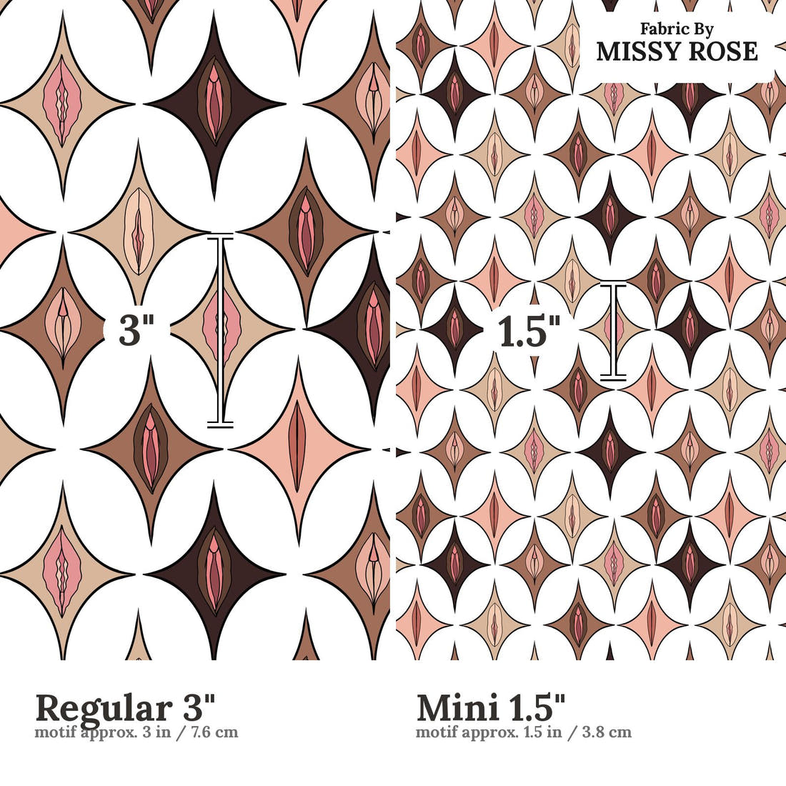 Profanity Fabric 555 Regular 3 inch vs Mini 1.5 inch print scale side by side | Fabric by Missy Rose