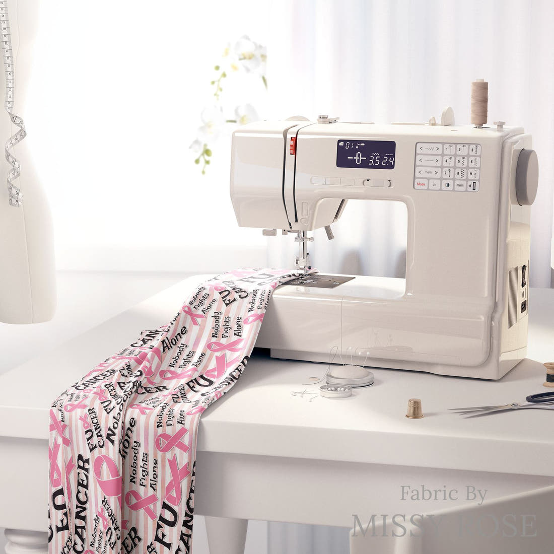 Profanity Fabric 556 on a sewing machine - premium fabric for sewing projects | Fabric by Missy Rose