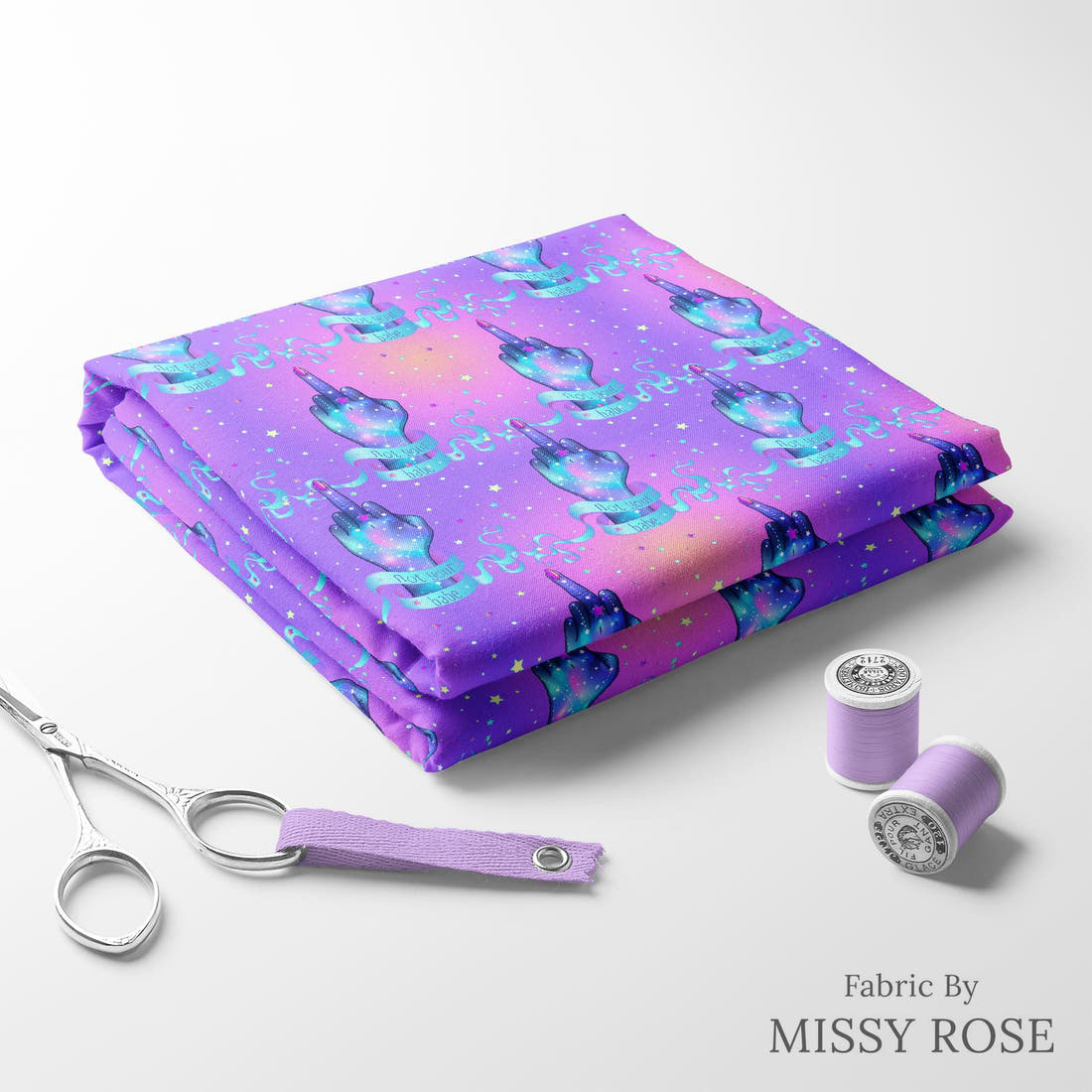 Profanity Fabric 557 folded fabric stack with matching thread - pre-order fabric Australia | Fabric by Missy Rose