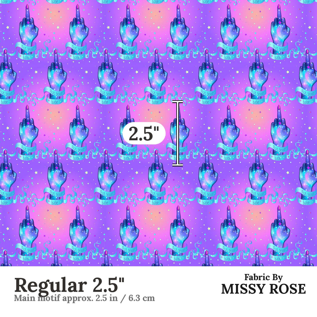 Profanity Fabric 557 Regular 2.5 inch print scale guide | Fabric by Missy Rose