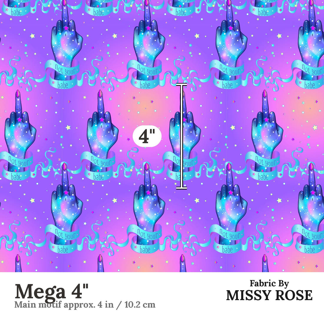 Profanity Fabric 557 Mega 4 inch print scale guide | Fabric by Missy Rose