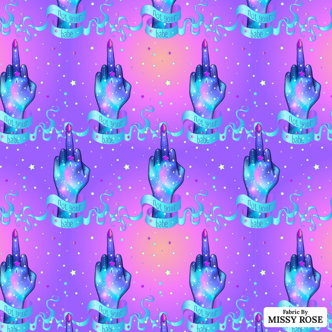 Profanity Fabric 557 - flat view of the print, zoom in for detail | Fabric by Missy Rose