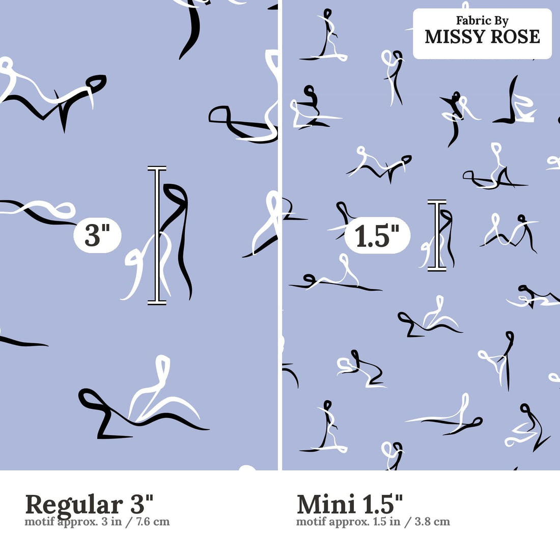 Profanity Fabric 558 Regular 3 inch vs Mini 1.5 inch print scale side by side | Fabric by Missy Rose