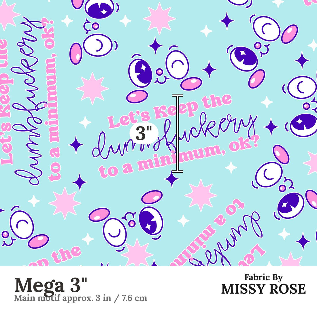 Profanity Fabric 559 Mega 3 inch print scale guide | Fabric by Missy Rose