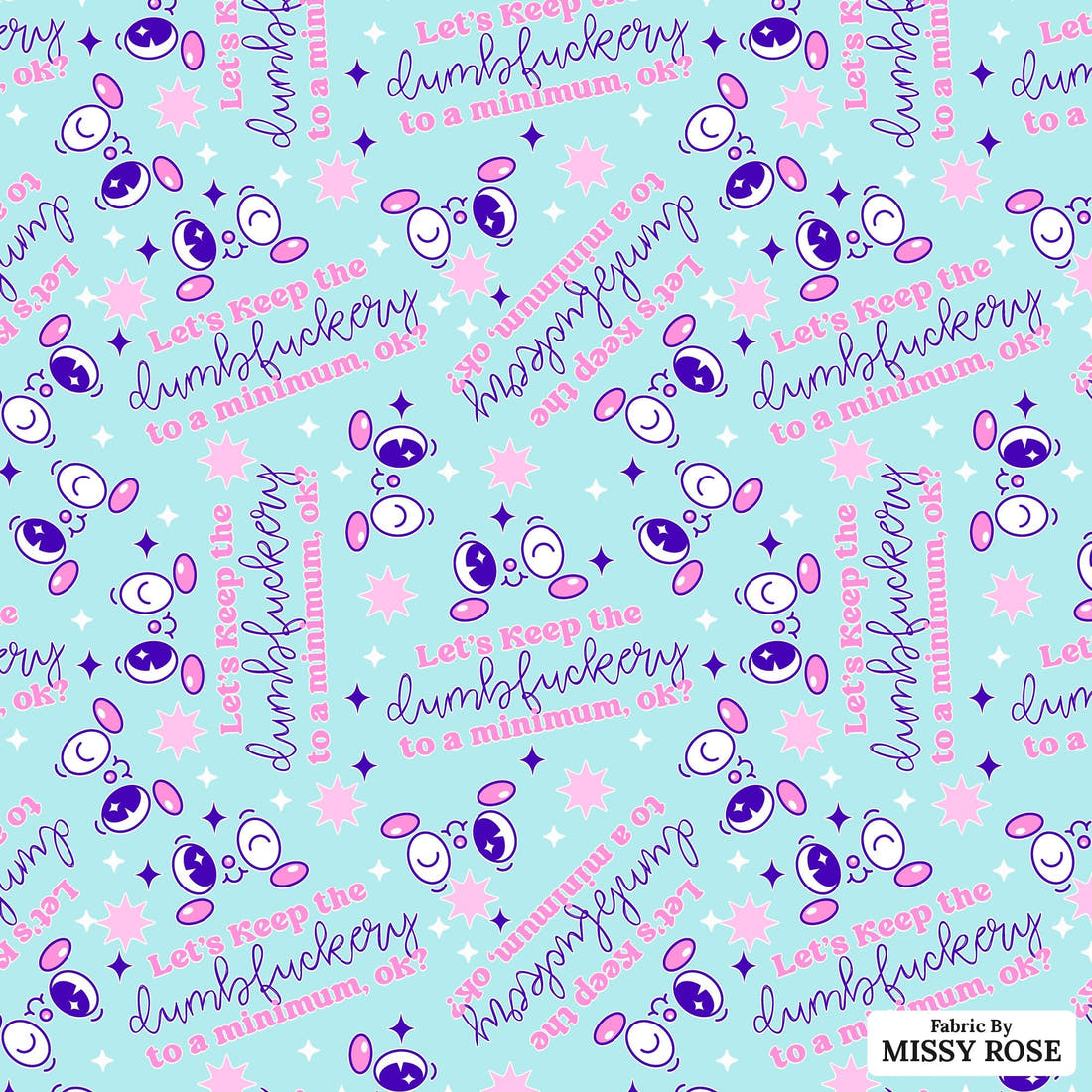 Profanity Fabric 559 - flat view of the print, zoom in for detail | Fabric by Missy Rose