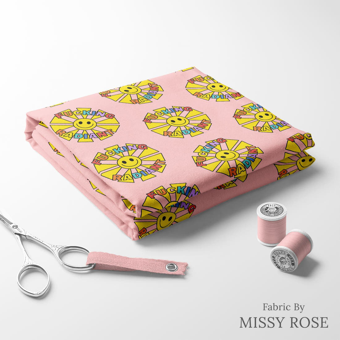 Profanity Fabric 560 folded fabric stack with matching thread - pre-order fabric Australia | Fabric by Missy Rose