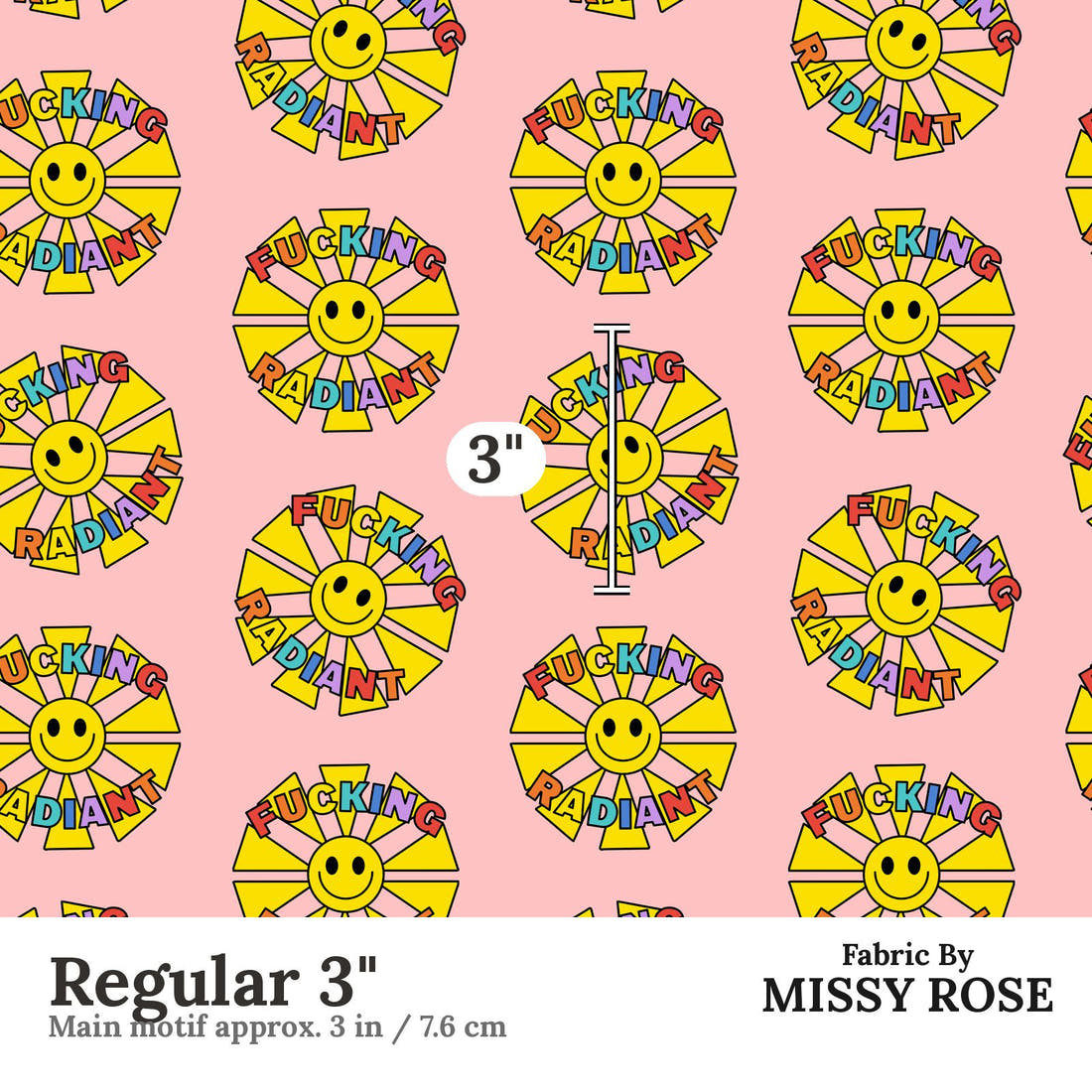 Profanity Fabric 560 Regular 3 inch print scale guide | Fabric by Missy Rose