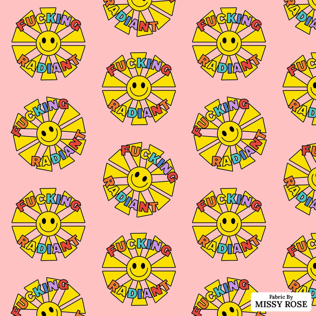 Profanity Fabric 560 - flat view of the print, zoom in for detail | Fabric by Missy Rose