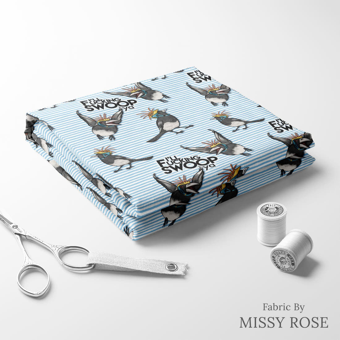 Profanity Fabric 561 folded fabric stack with matching thread - pre-order fabric Australia | Fabric by Missy Rose