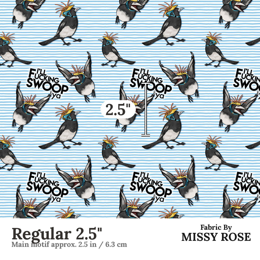 Profanity Fabric 561 Regular 2.5 inch print scale guide | Fabric by Missy Rose