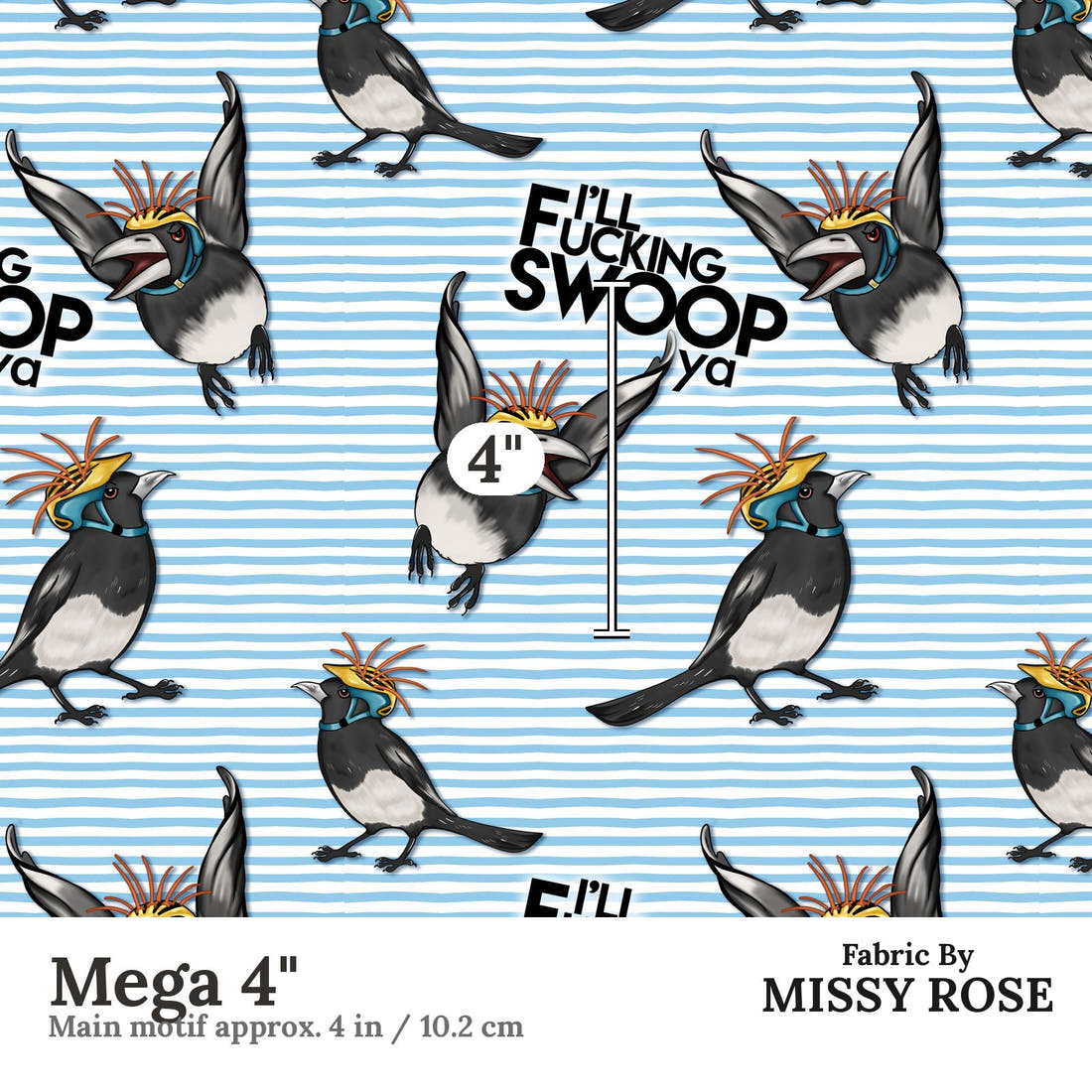Profanity Fabric 561 Mega 4 inch print scale guide | Fabric by Missy Rose