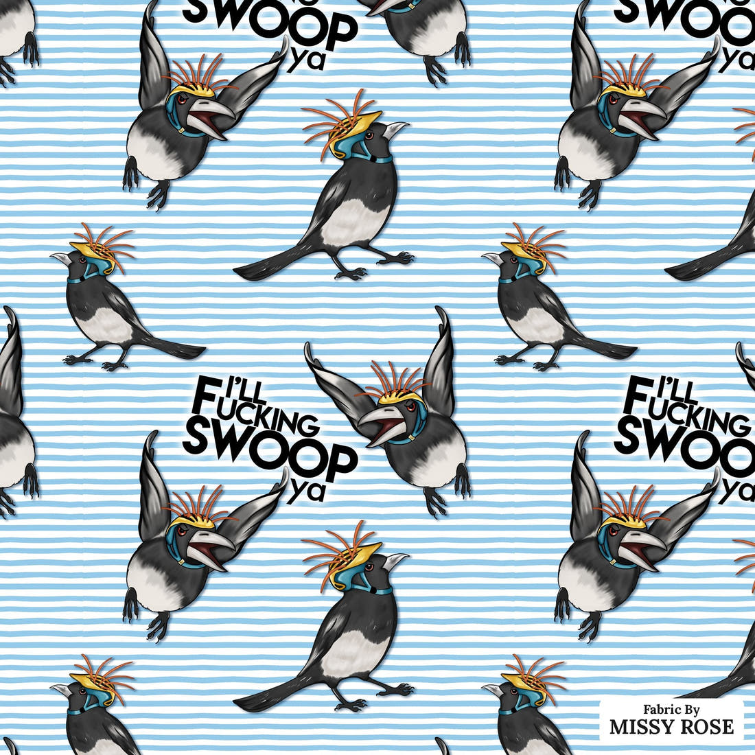 Profanity Fabric 561 - flat view of the print, zoom in for detail | Fabric by Missy Rose