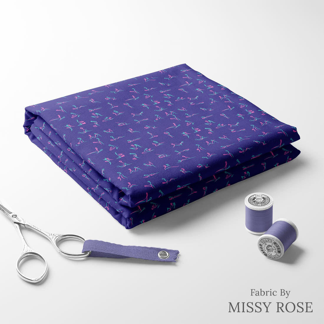Profanity Fabric 562 folded fabric stack with matching thread - pre-order fabric Australia | Fabric by Missy Rose