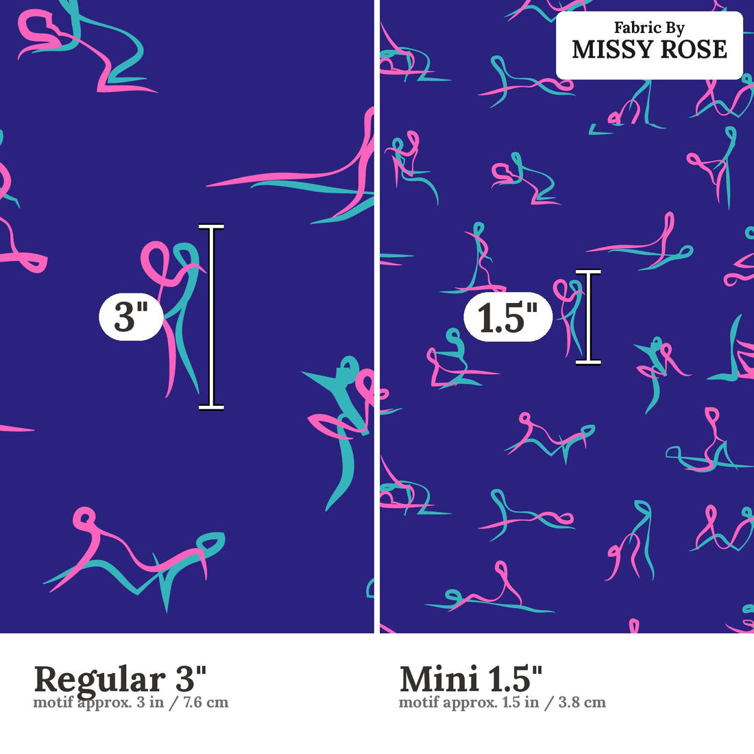 Profanity Fabric 562 Regular 3 inch vs Mini 1.5 inch print scale side by side | Fabric by Missy Rose