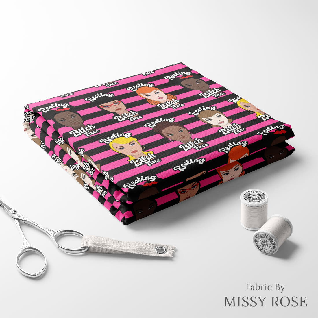 Profanity Fabric 565 folded fabric stack with matching thread - pre-order fabric Australia | Fabric by Missy Rose