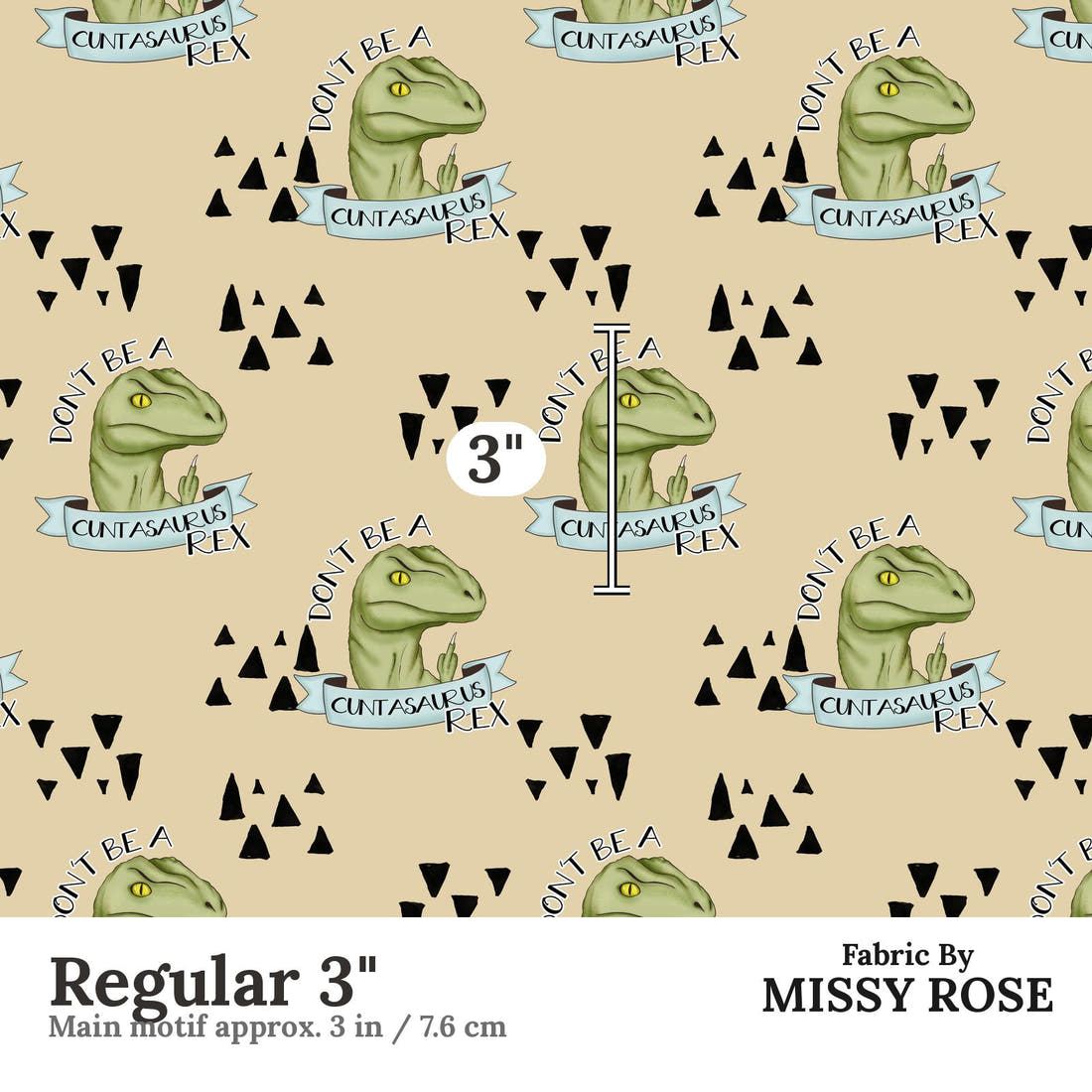 Profanity Fabric 566 Regular 3 inch print scale guide | Fabric by Missy Rose