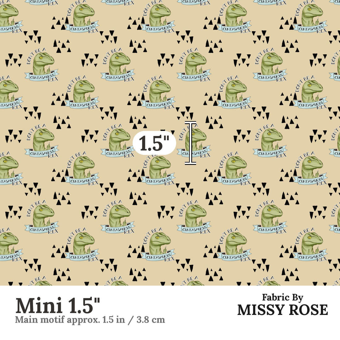 Profanity Fabric 566 Mini 1.5 inch print scale guide | Fabric by Missy Rose