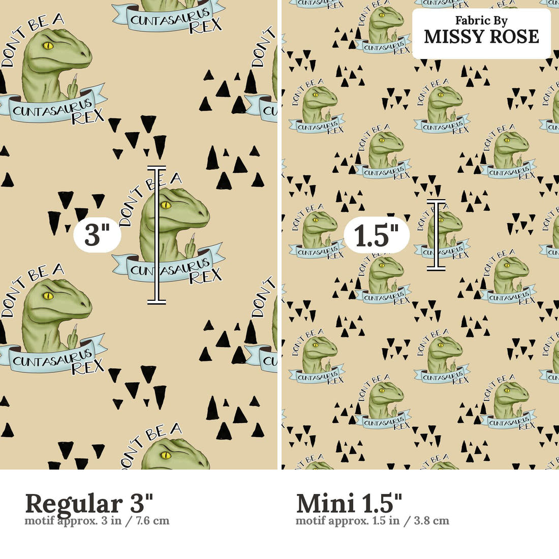 Profanity Fabric 566 Regular 3 inch vs Mini 1.5 inch print scale side by side | Fabric by Missy Rose