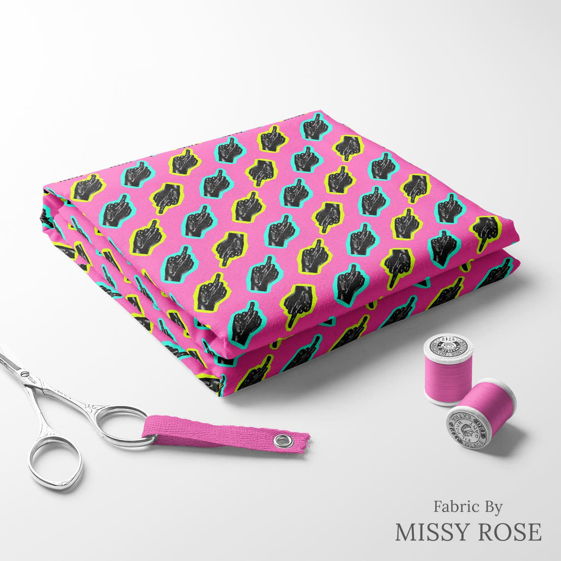 Profanity Fabric 569 folded fabric stack with matching thread - pre-order fabric Australia | Fabric by Missy Rose