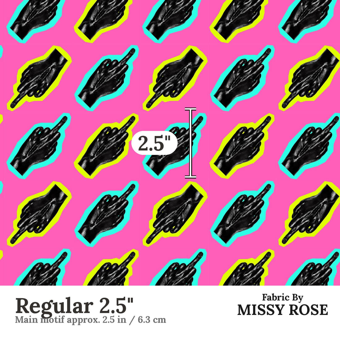 Profanity Fabric 569 Regular 2.5 inch print scale guide | Fabric by Missy Rose