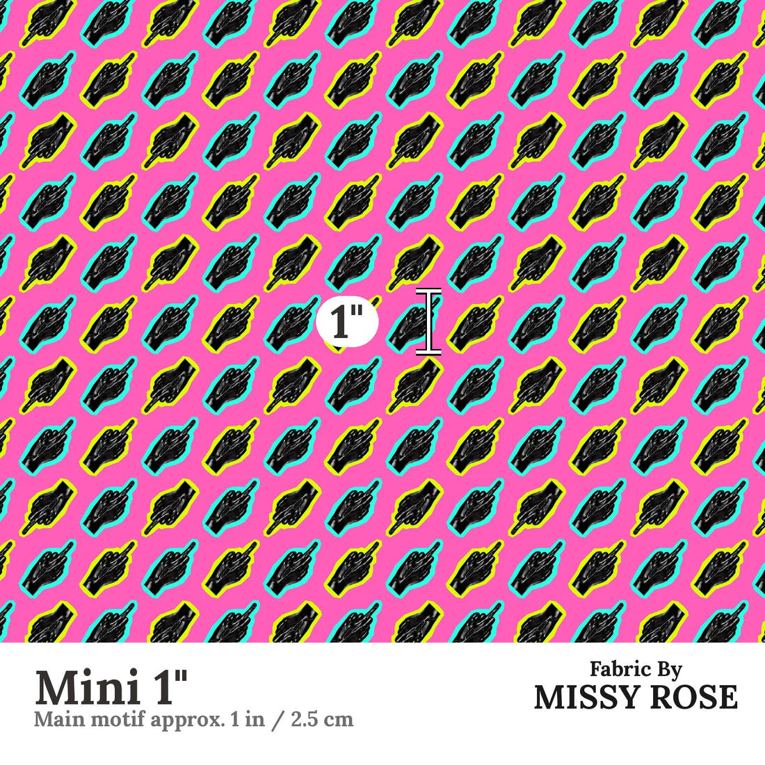 Profanity Fabric 569 Mini 1 inch print scale guide | Fabric by Missy Rose