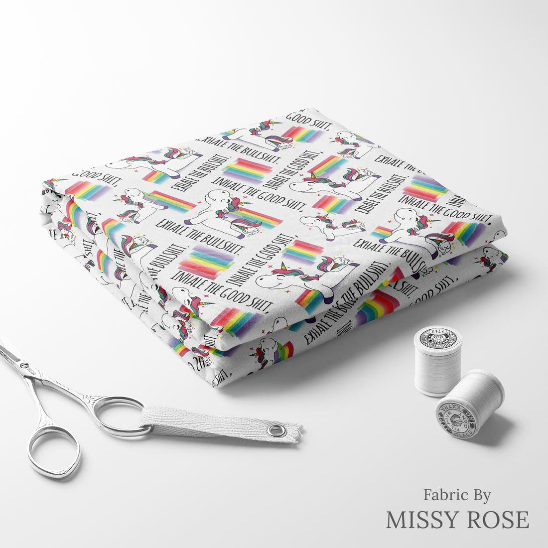 Profanity Fabric 57 folded fabric stack with matching thread - pre-order fabric Australia | Fabric by Missy Rose
