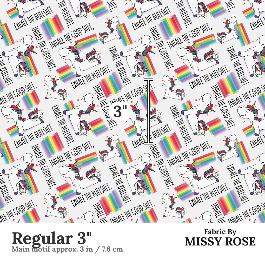 Profanity Fabric 57 Regular 3 inch print scale guide | Fabric by Missy Rose