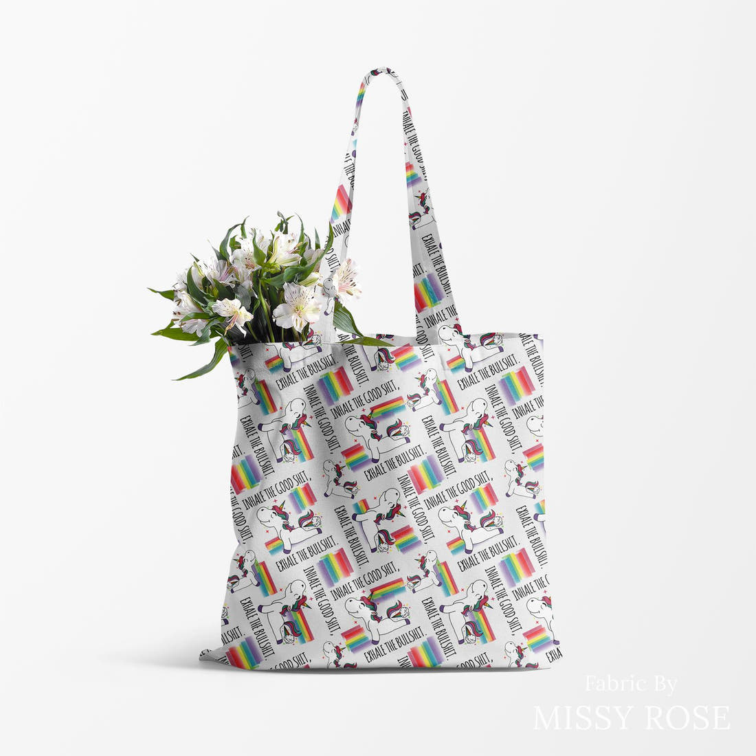 Profanity Fabric 57 made up as a tote bag - see how the print looks made up | Fabric by Missy Rose