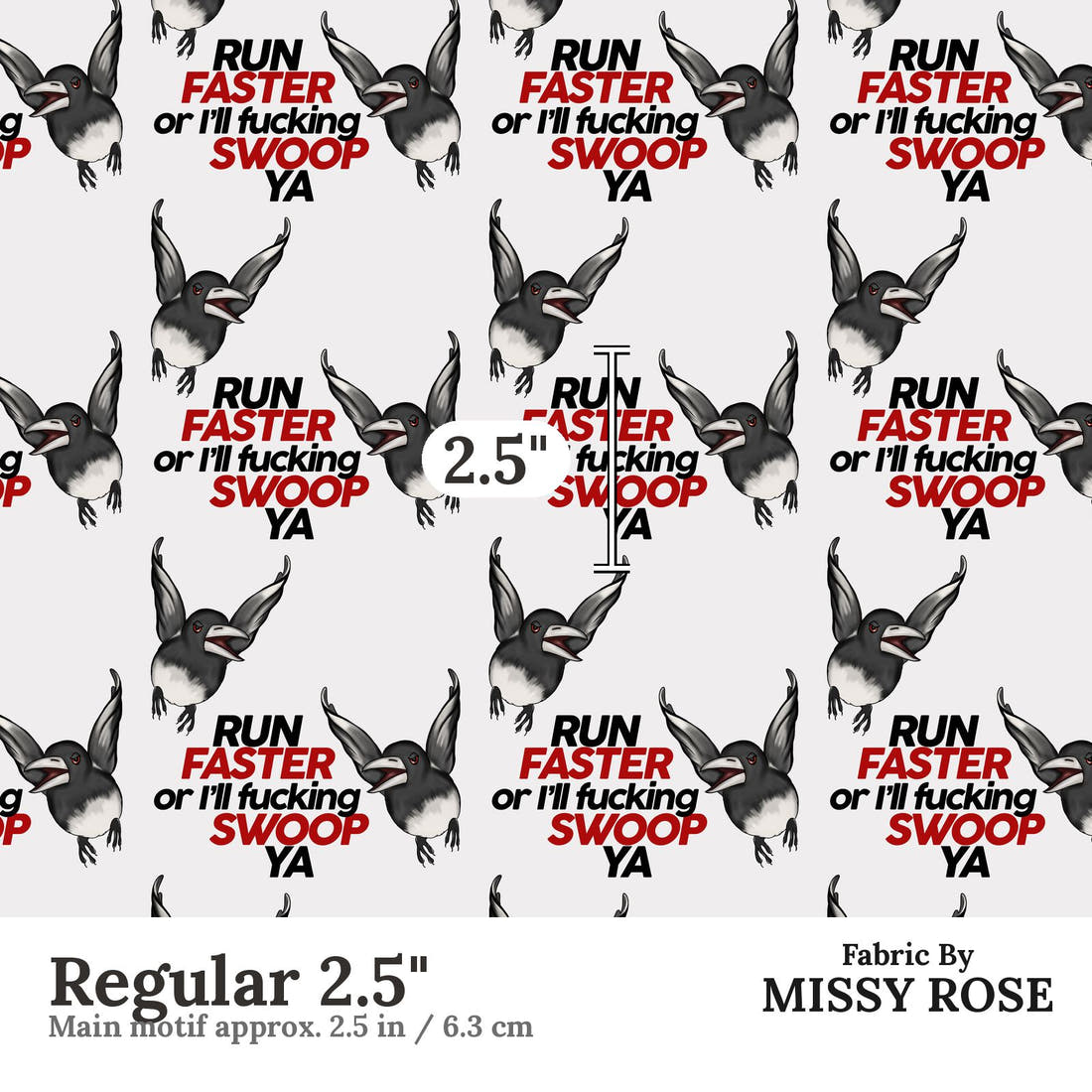 Profanity Fabric 570 Regular 2.5 inch print scale guide | Fabric by Missy Rose