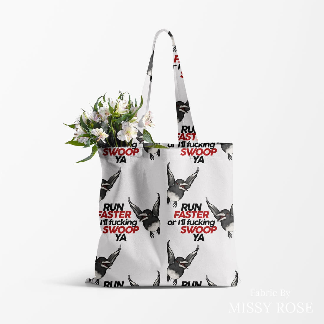 Profanity Fabric 570 made up as a tote bag - see how the print looks made up | Fabric by Missy Rose