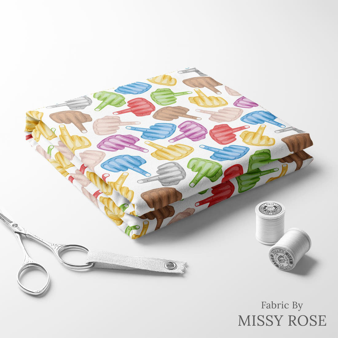 Profanity Fabric 572 folded fabric stack with matching thread - pre-order fabric Australia | Fabric by Missy Rose
