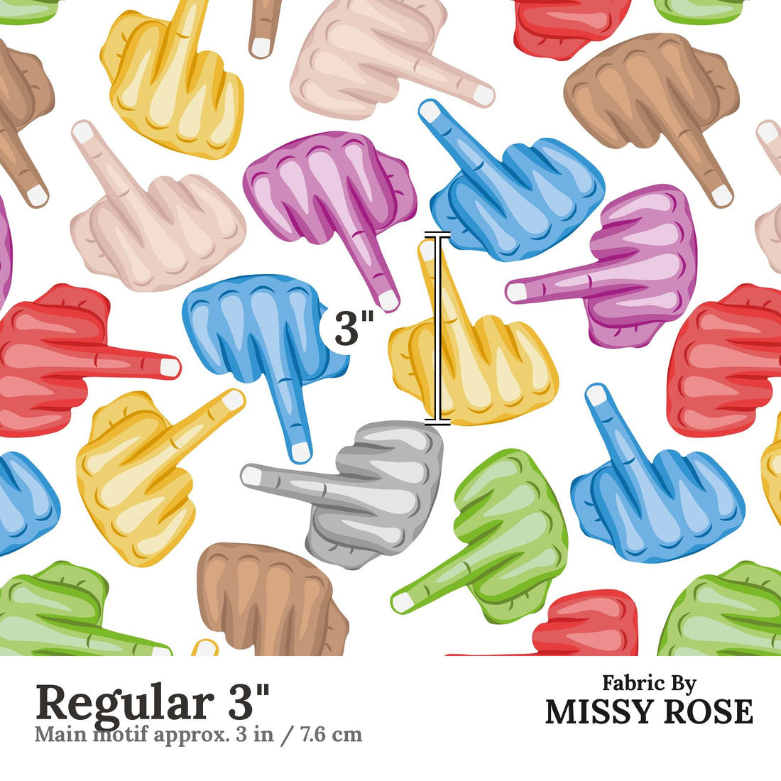 Profanity Fabric 572 Regular 3 inch print scale guide | Fabric by Missy Rose
