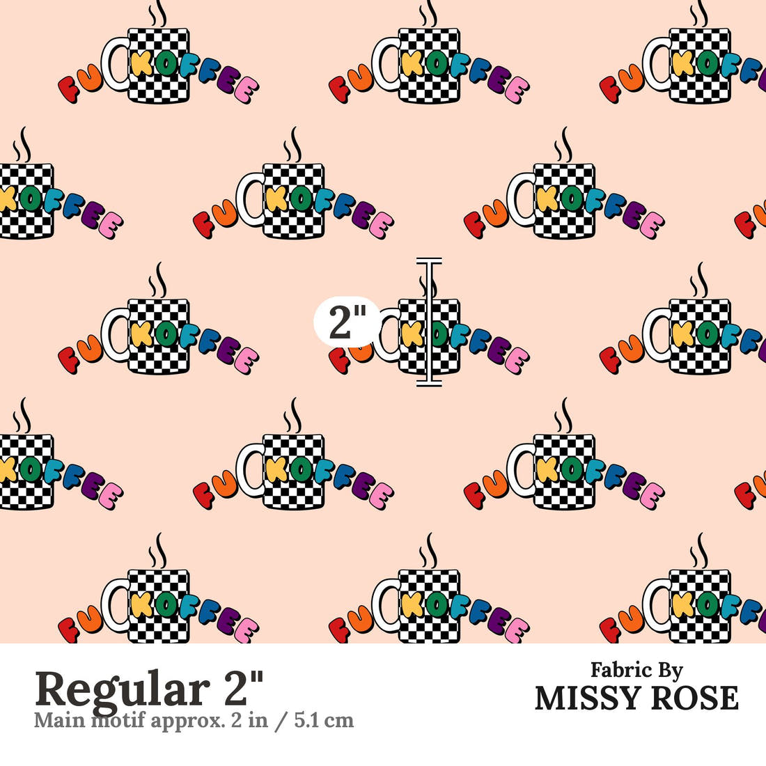 Profanity Fabric 574 Regular 2 inch print scale guide | Fabric by Missy Rose