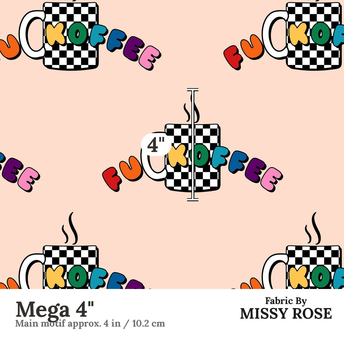 Profanity Fabric 574 Mega 4 inch print scale guide | Fabric by Missy Rose