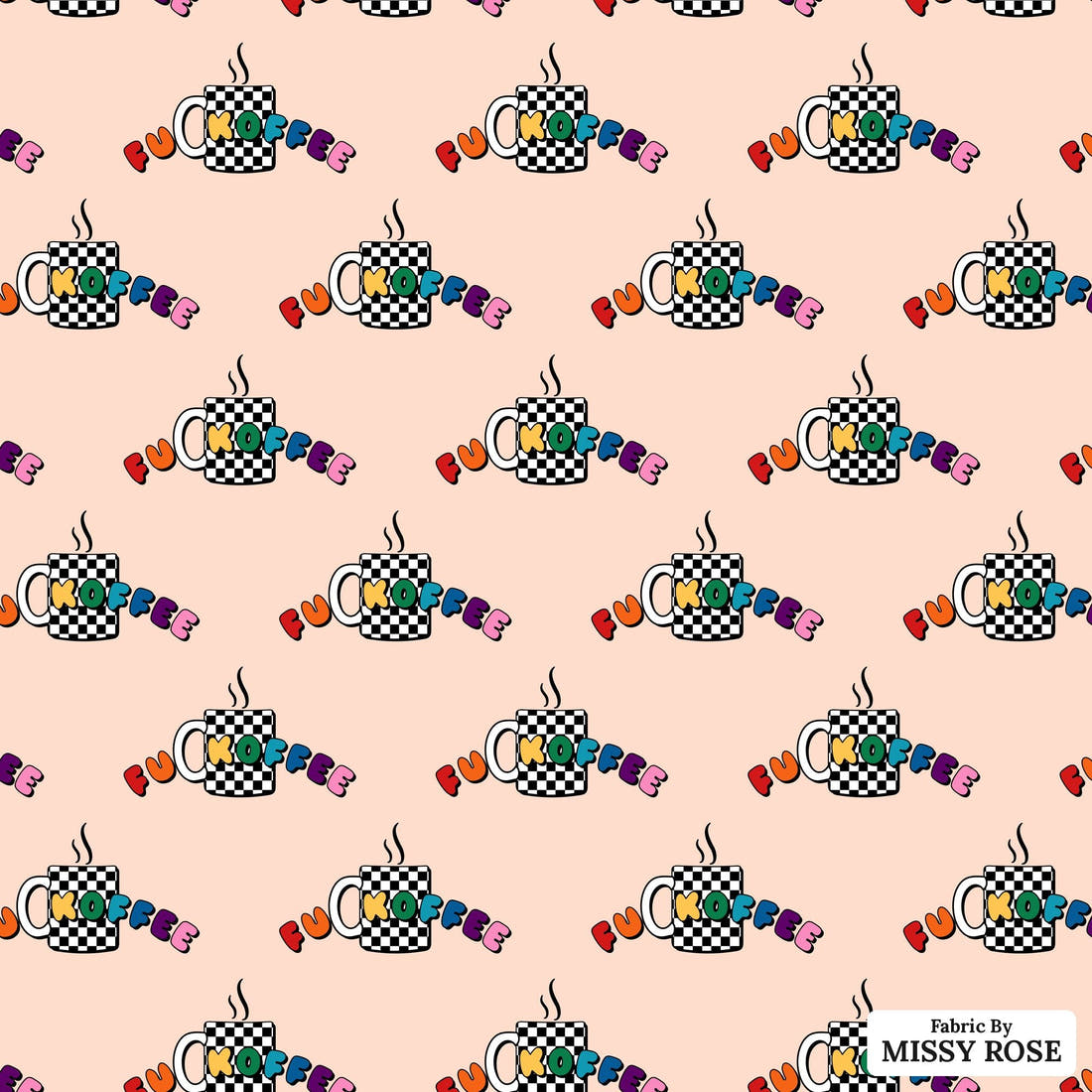 Profanity Fabric 574 - flat view of the print, zoom in for detail | Fabric by Missy Rose